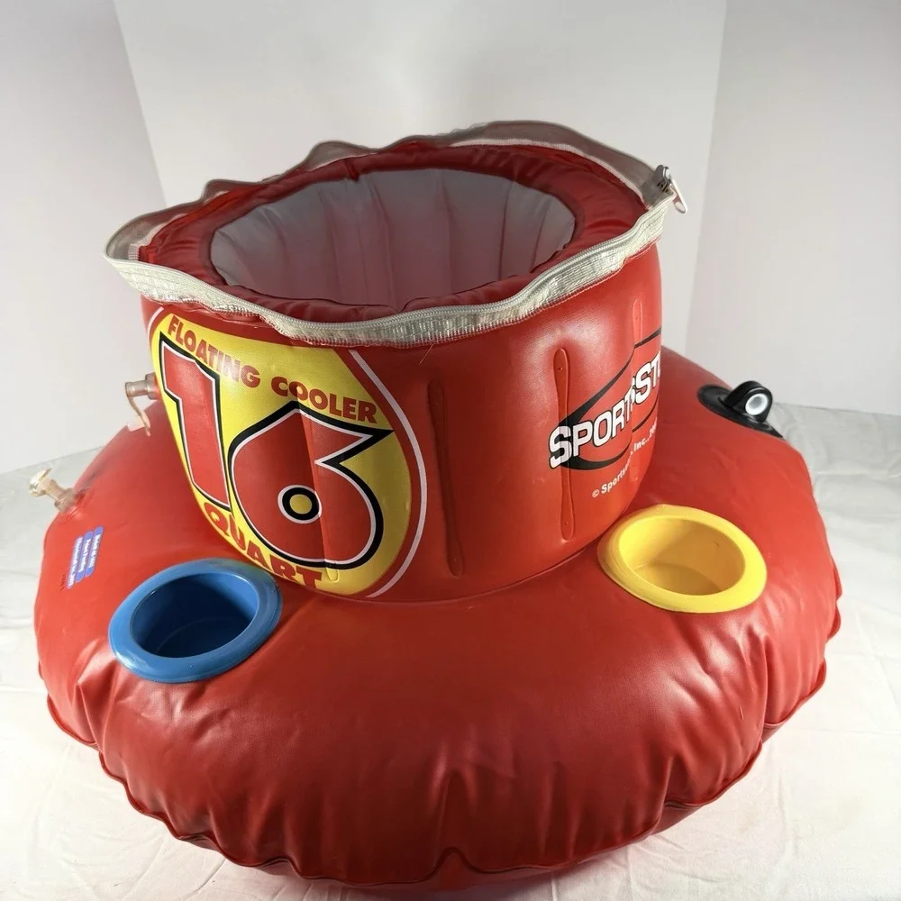 Sportstuff Floating Cooler 16 Quart Inflatable Drink Holder Pool Lake No Lid